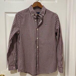 Vineyard Vines Whale Shirt in Burgundy and White Gingham Button Down Sz 16 YL